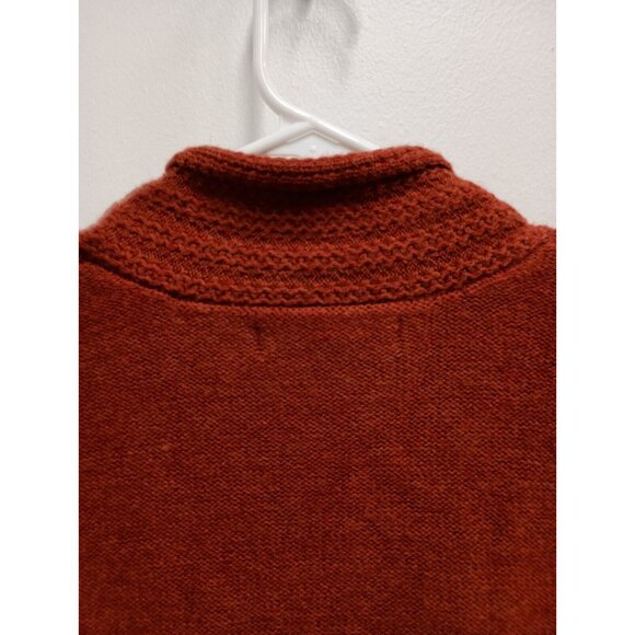 A. Gianetti Womens 100% Merino Wool Cardigan Medium Orange Belt Buckle Luxury - Picture 7 of 9